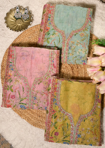 Gulnaar Pink Cotton Floral Suit Set