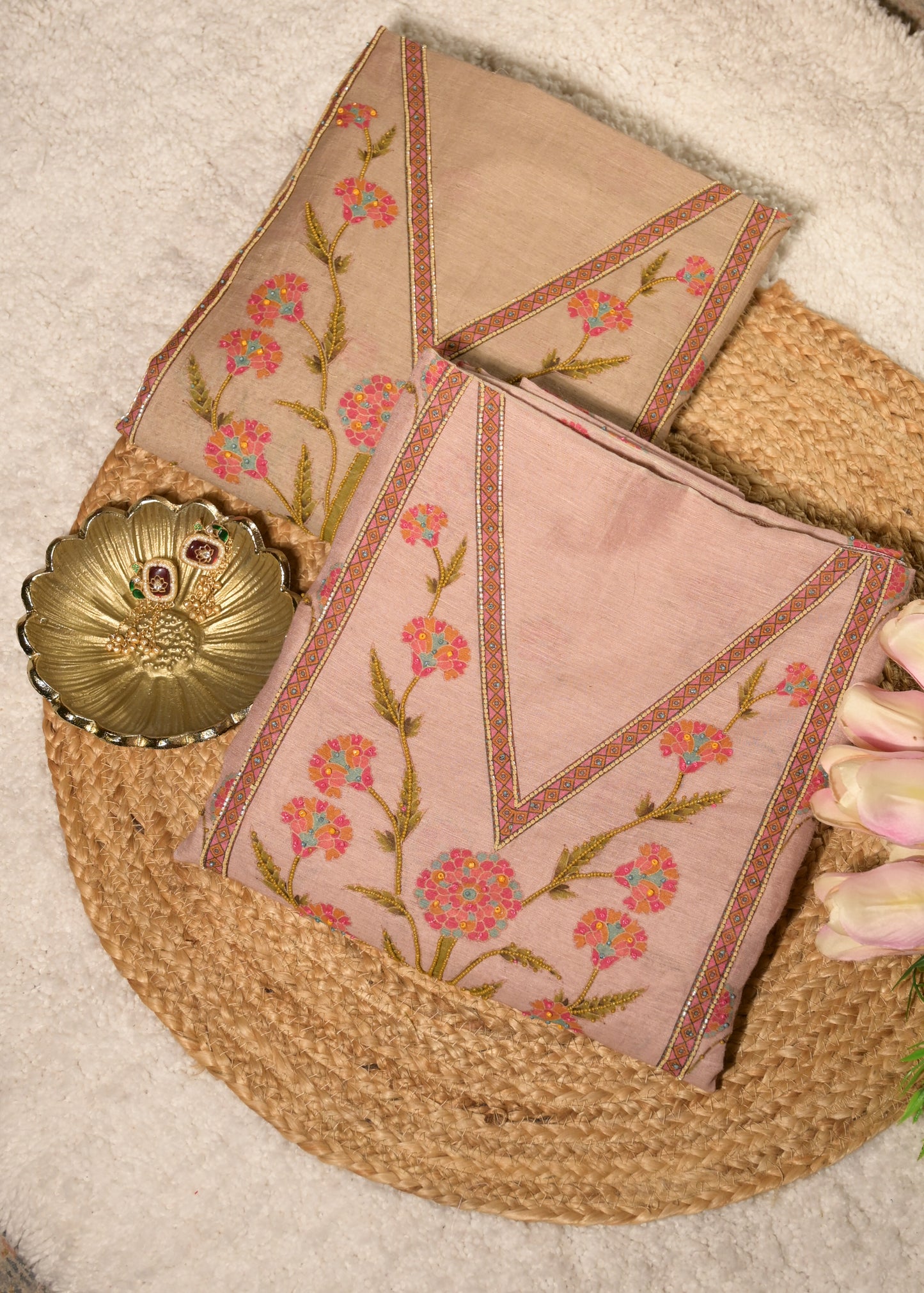 Aranya Pink Cotton Floral Suit Set