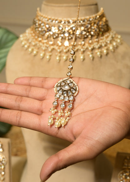 Rosette Pearl Polki Choker with Tikka