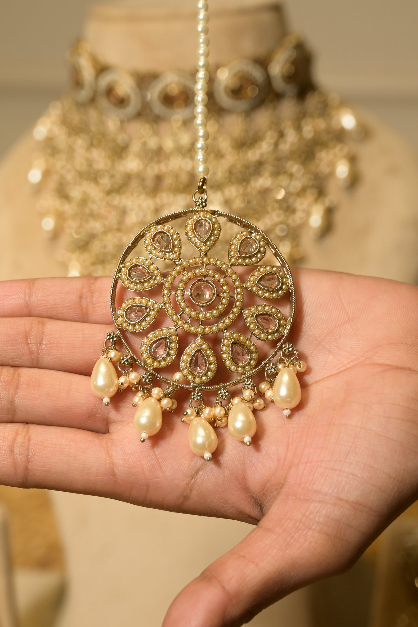 Noorani Jharna Pearl Cascade Choker Set with Tikka