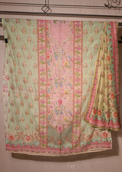 Gulnaar Pink Cotton Floral Suit Set