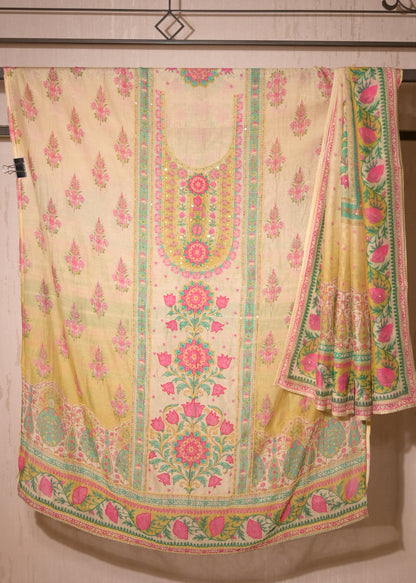 Amber Yellow Cotton Floral Suit Set