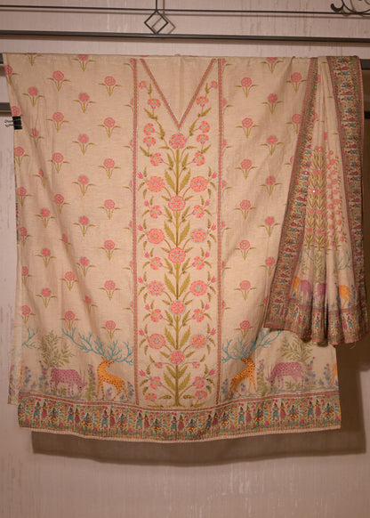 Aranya Brown Cotton Floral Suit Set