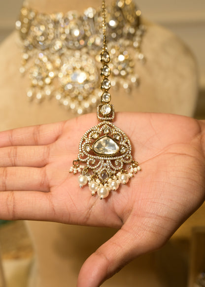 Chandbali Polki Choker Set with Tikka Set