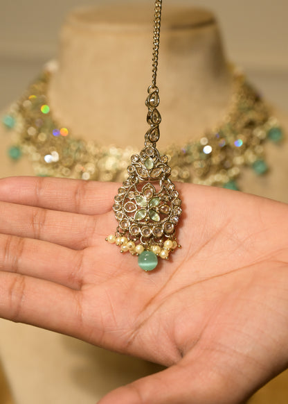 Firoza Mint Choker Set with Tikka