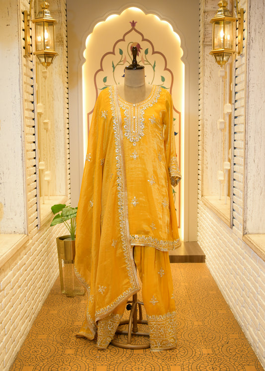 Genda Gotta Patti Farsi Salwar Stitched Suit Set