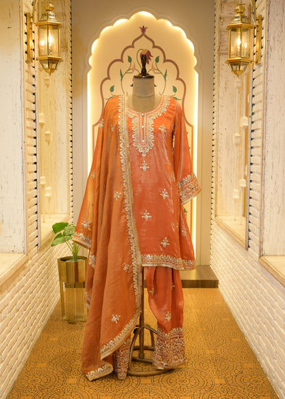 Narangi Gotta Patti Farsi Salwar Stitched Suit Set