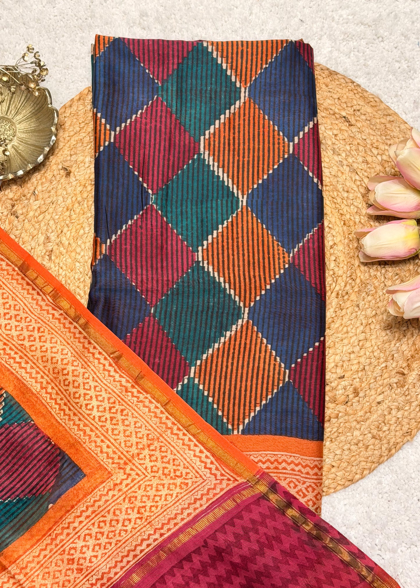 Rabi Orange Printed Suit Set