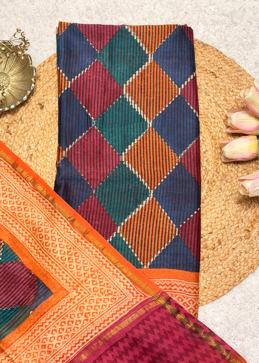 Rabi Orange Printed Suit Set