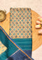 Barfi Blue Geometric Printed Unstitched Suit Set