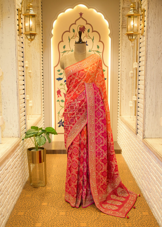 Leela Bhandhani Multi Color Saree with Unstitched Blouse