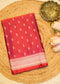 Red Banarasi Kattan Silk Booti Zari Border with Unstitched Blouse