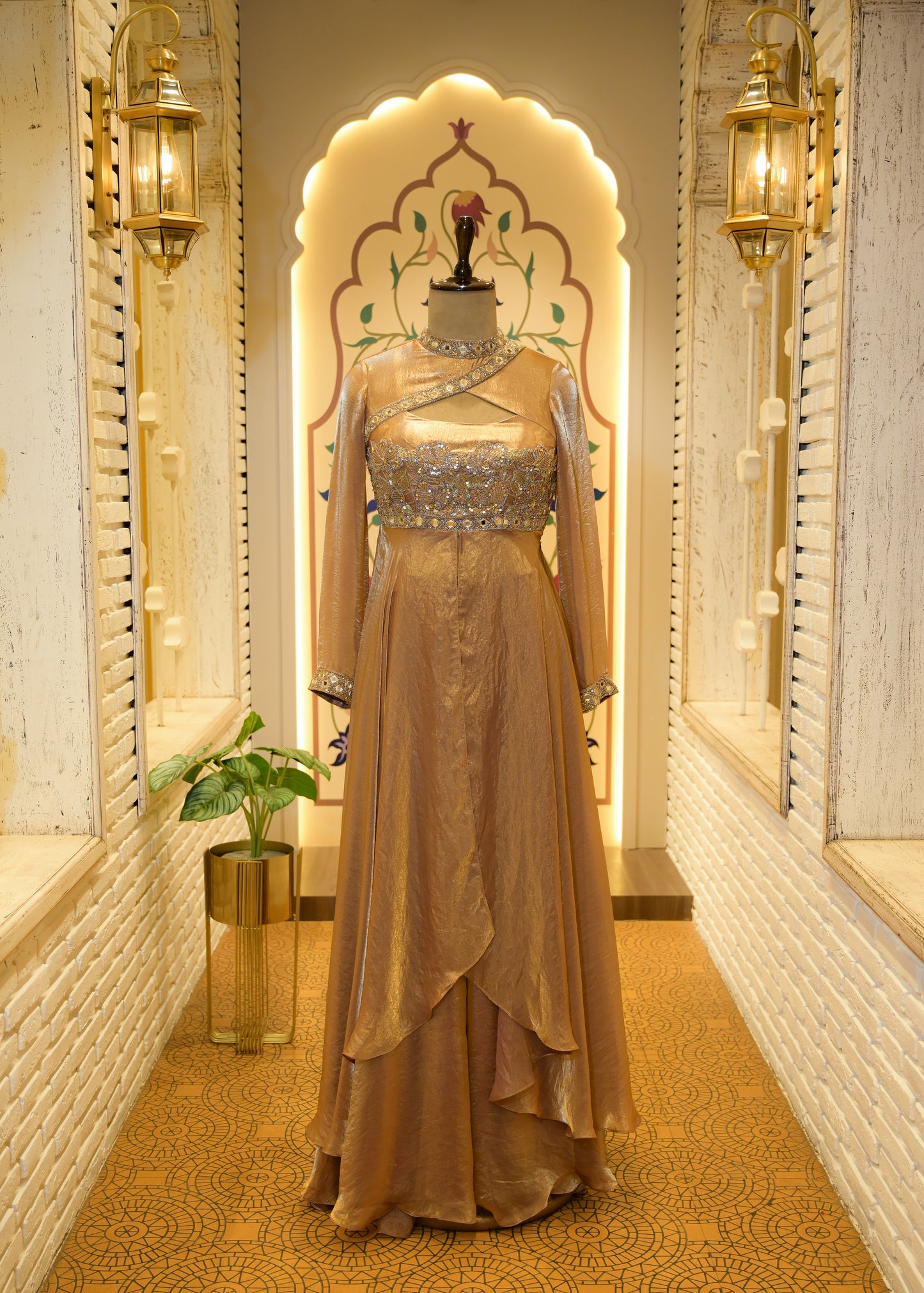 Aurelia Gold Embellished Indo-Western Plazo Set