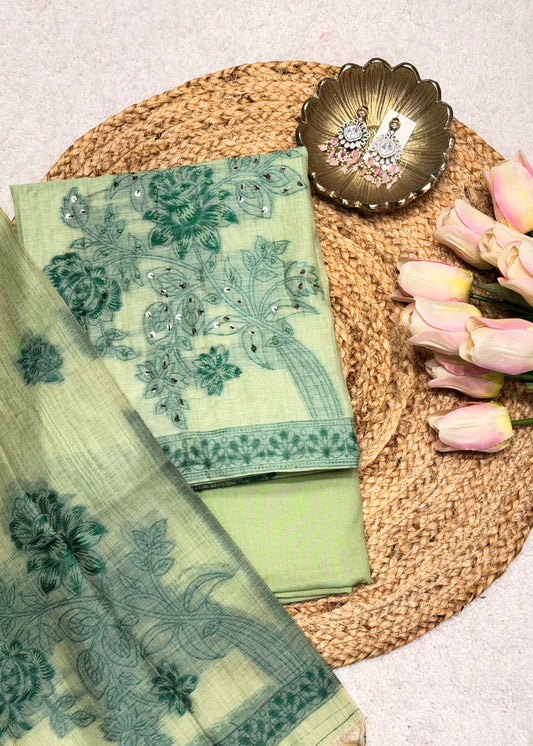 Hariyali Phool Unstitched Suit Set