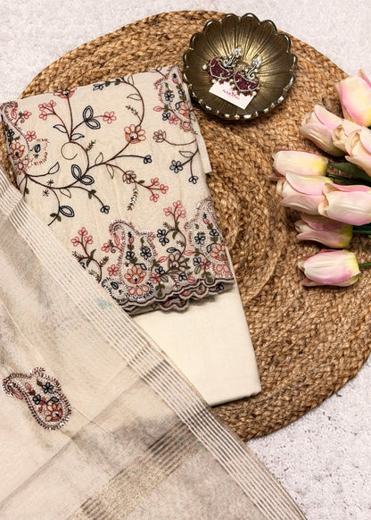 Bindal Thread Embroidered Unstitched Suit Set