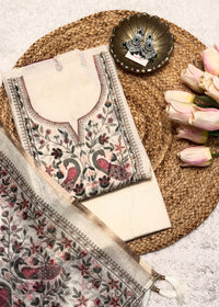 Mayur Pink Unstitched Thread Embroidered Suit Set