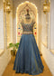 Tissue Blue Gemstone Crop Top Lehenga with Dupatta