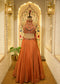 Fanta Orange Halter Neck Gemstones Crop with Skirt
