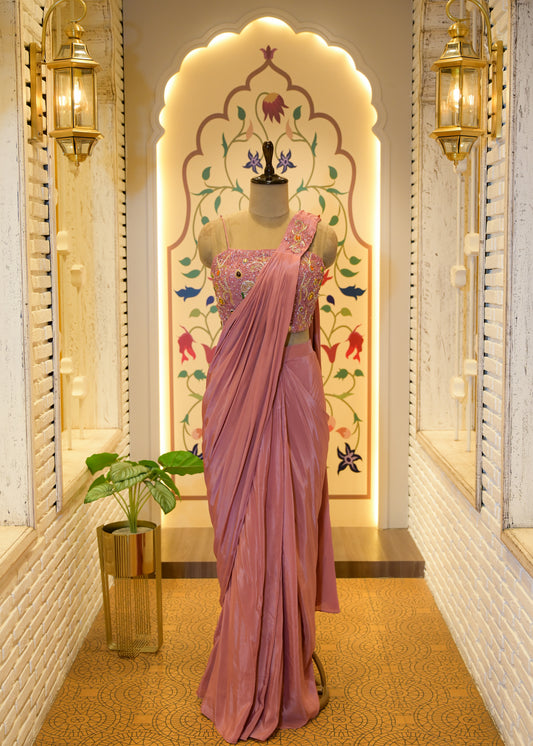Gulabo Gemstone Embroidered Pre Draped Saree