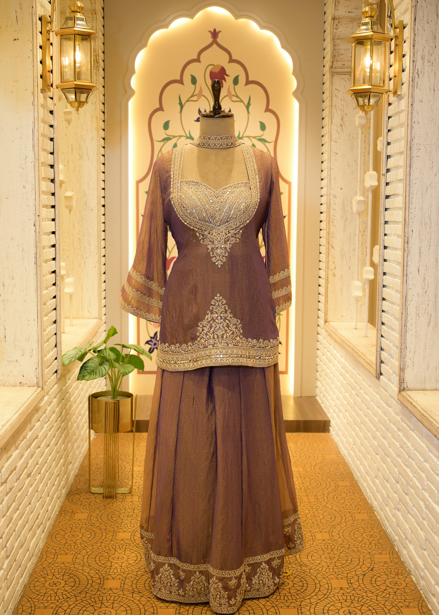 Zehra Lilac Embellished Cape Plazo Set