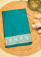 Sea Blue Banarasi Kattan Silk Zari Border with Unstitched Blouse