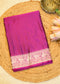 Rani Pink Banarasi Kattan Silk Zari Border with Unstitched Blouse
