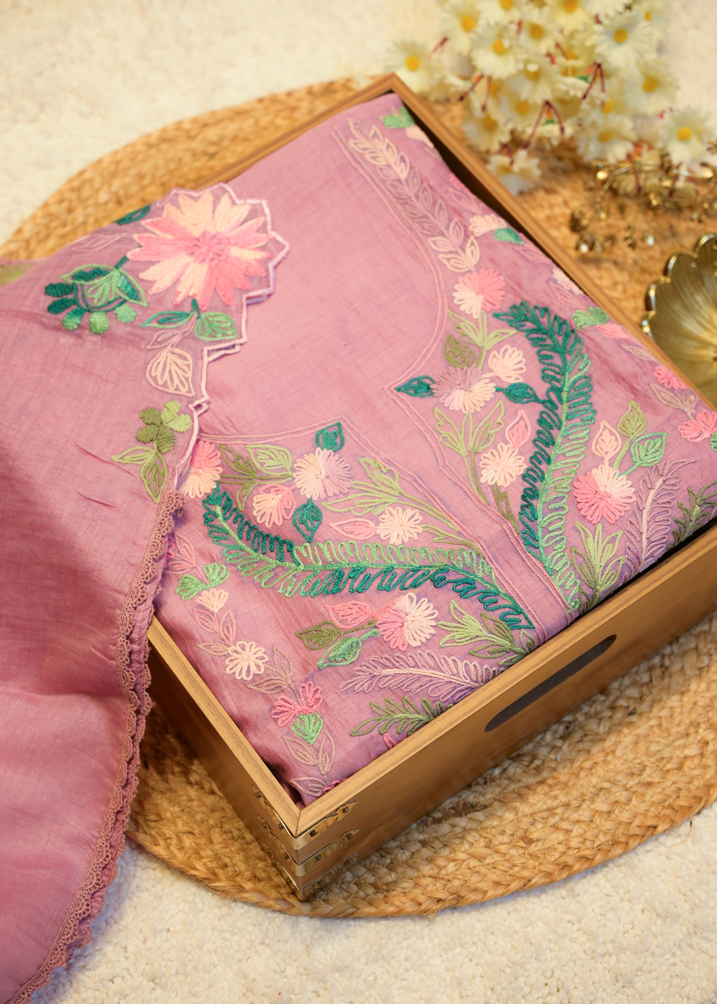 Niyati Pink Kantha Unstitched Suit Set
