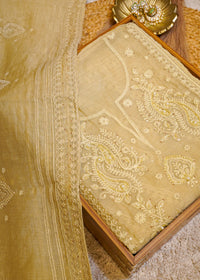 Pista Mul Cotton Thread Embroidered Unstitched Suit Set