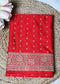 Red Booti & Zari Border Banarasi Saree with Unstitched Blouse