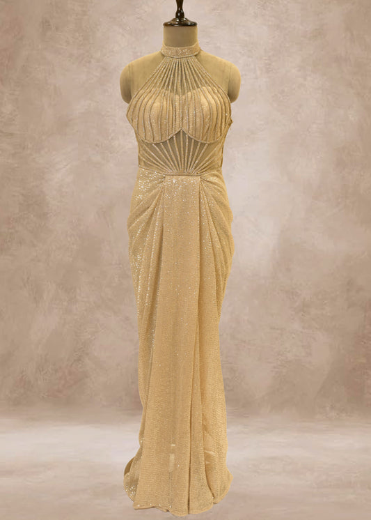Golden Sequence With Corset Gown