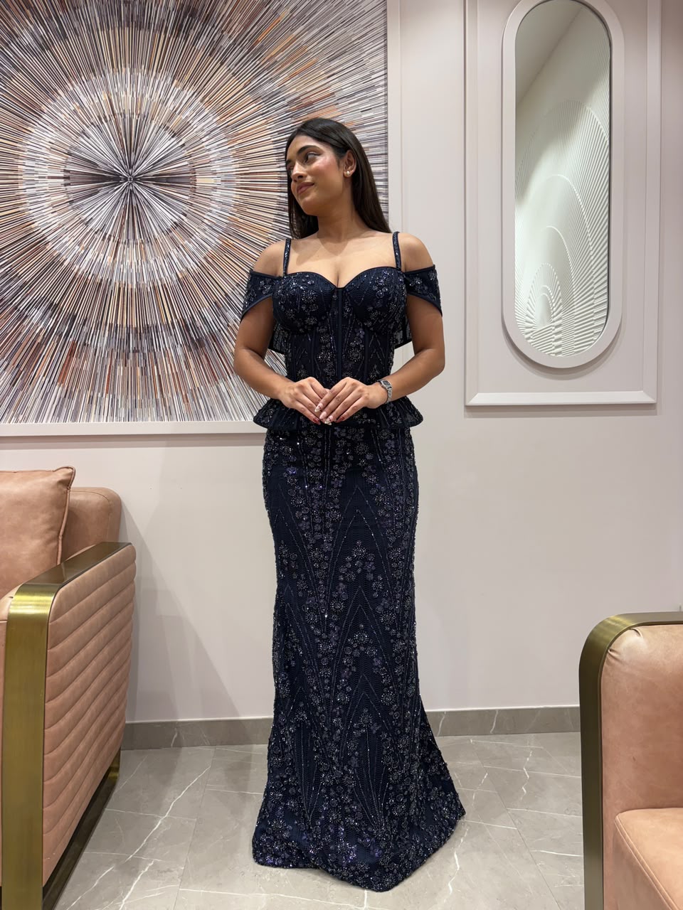 Shane Royal Blue Corset Two Piece Outfit