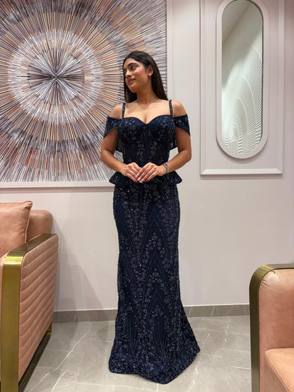 Shane Royal Blue Corset Two Piece Outfit