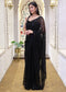 Black Designer Pallu Saree with Hand Embroidered Pletes and Stitched Blouse
