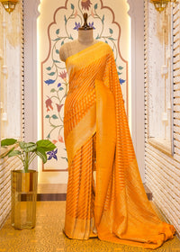 Yellow Chinon Leheriya Saree