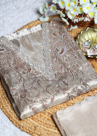 Geet Pastel Zari Handcrafted Tissue Unstitched Suit Set