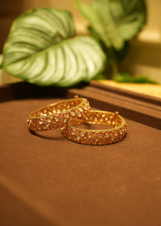 Mehrunissa Classic Polki Gold Kada Bangle Pair