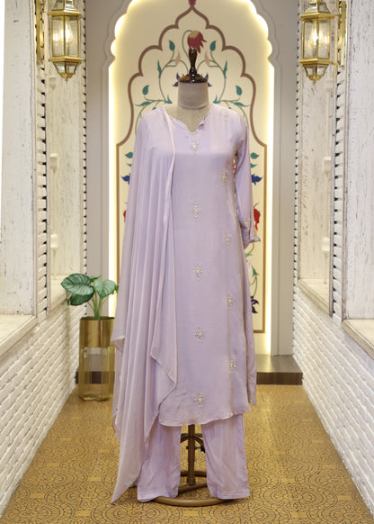 Meher Lavender A-line Stitched Suit Set