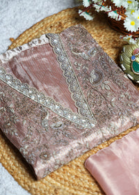 Harman Pastel Zari Handcrafted Tissue Unstitched Suit Set