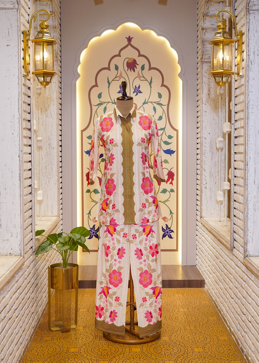 Ivory Crush Cotton Floral Printed Co-ord Set