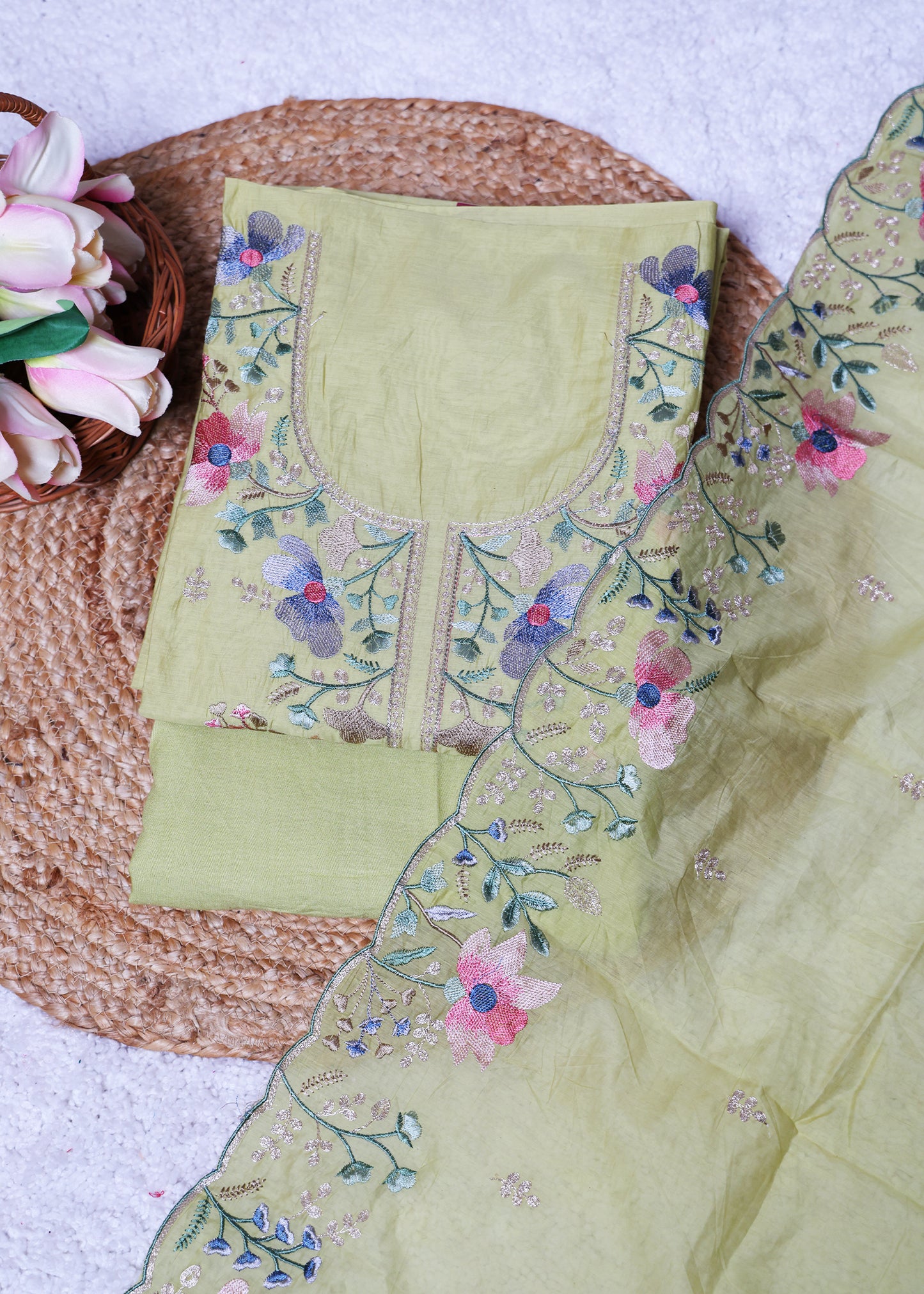 Trisha Yellow Unstitched Suit set