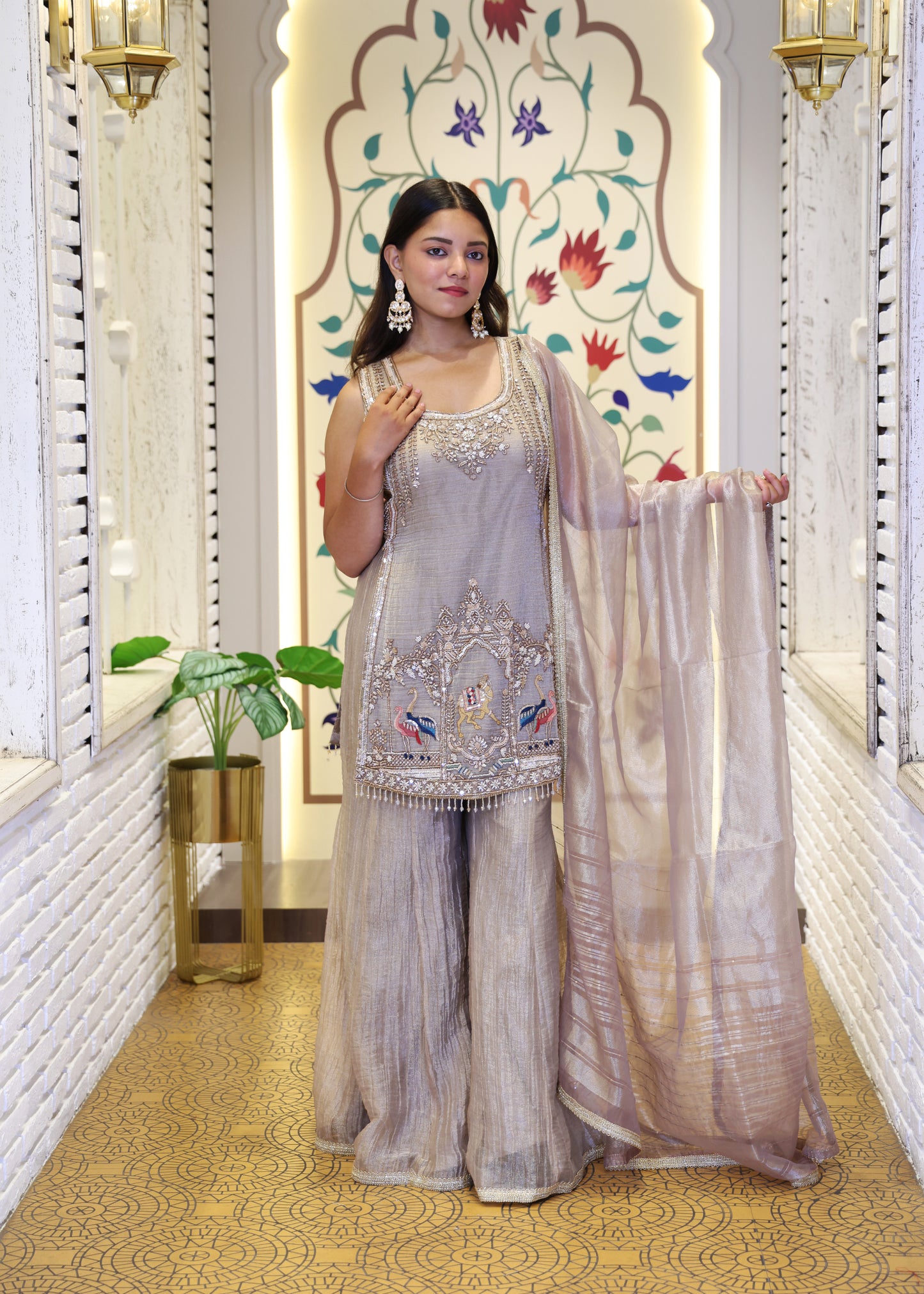 Tarini Tissue Slit Palazzo Set
