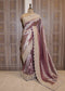 Wine Green Silk Bead Embroidered Border Saree with Unstitched Blouse