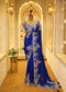 Electric Blue Chinon Thread Embroidered Saree with Stitched Blouse
