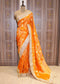 Rust Tissue Weaving Saree with Gota Lace and Unstitched Blouse
