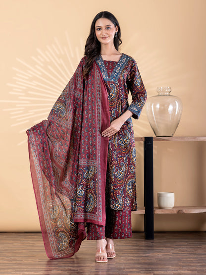 Karigari Cotton A-Line Stitched Suit Set
