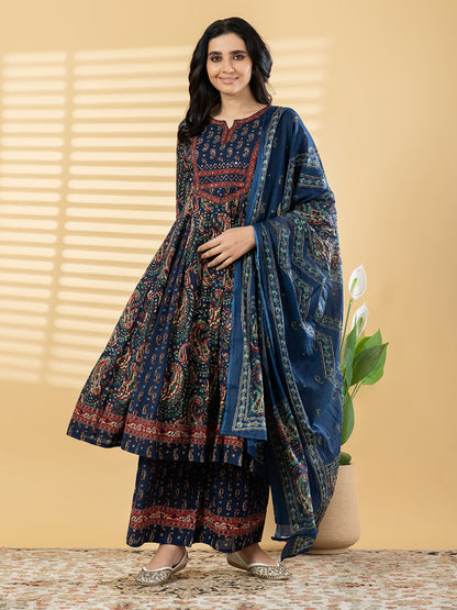 Tammana Blue Stitched Suit Set