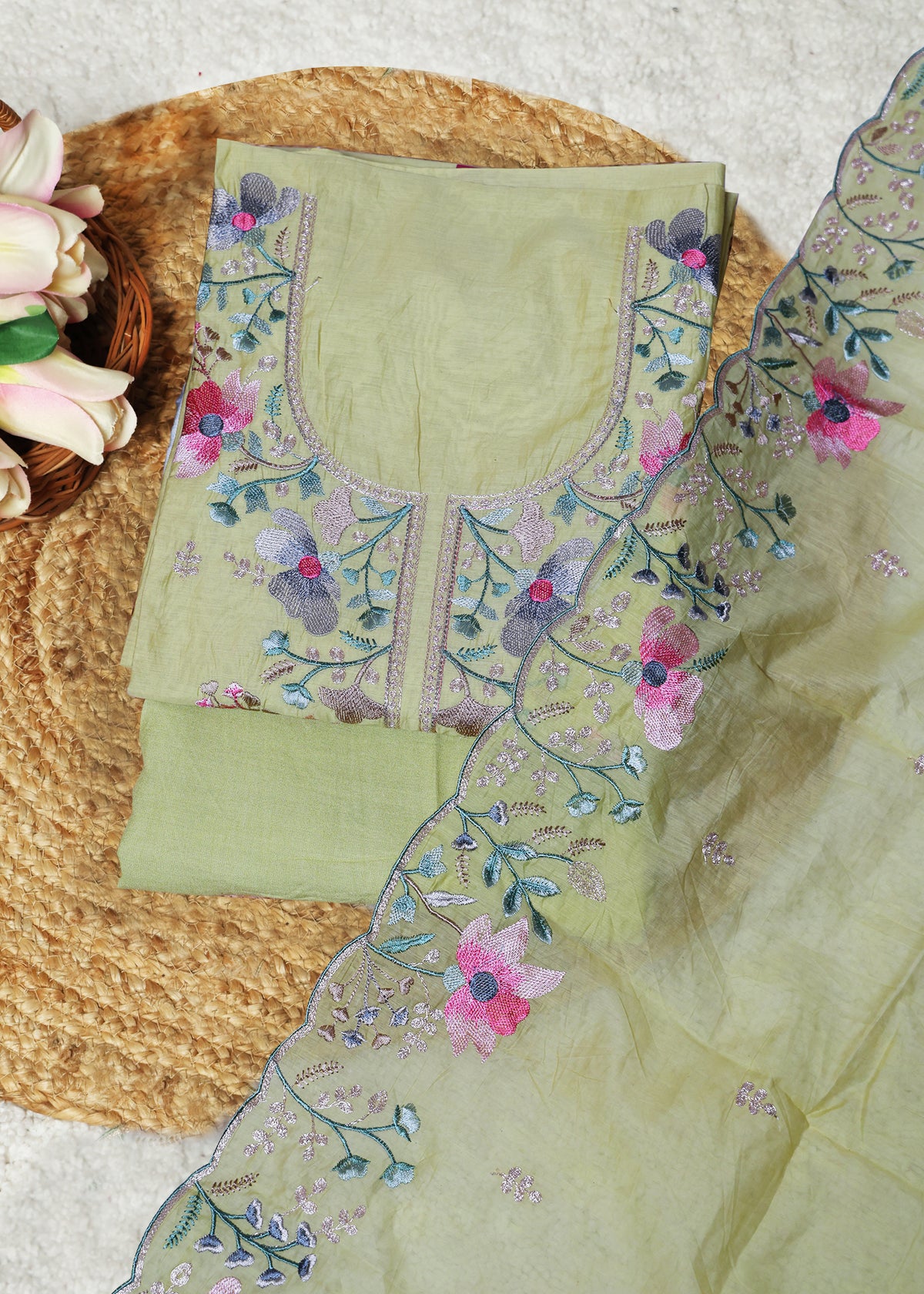 Trisha Yellow Unstitched Suit set