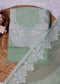 Pranika Green & White Unstitched Suit set