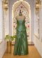 Green Brocade Silk Hand Embroidered Peplum & Plazo Set with Choker Dupatta