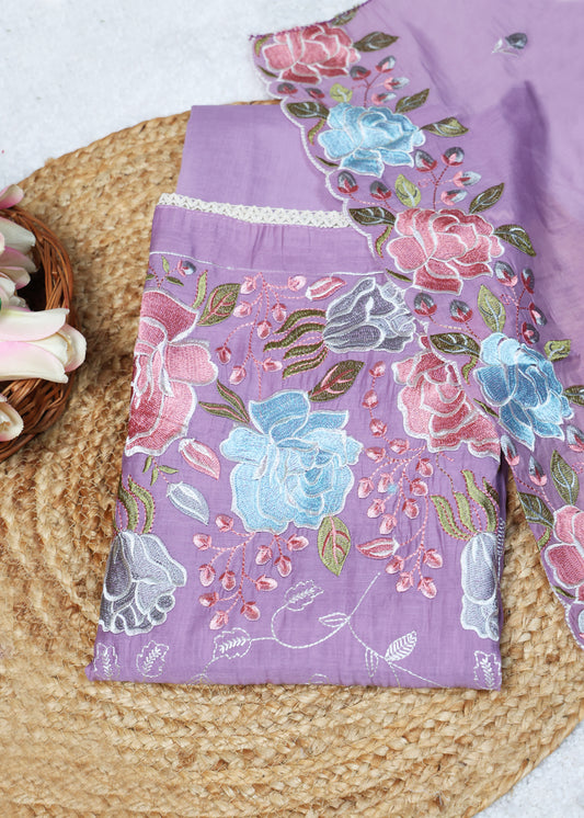 Lilya Purple Floral Unstitched Suit Set